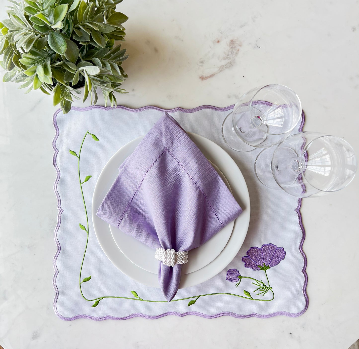 Double Side White and Purple Placemat