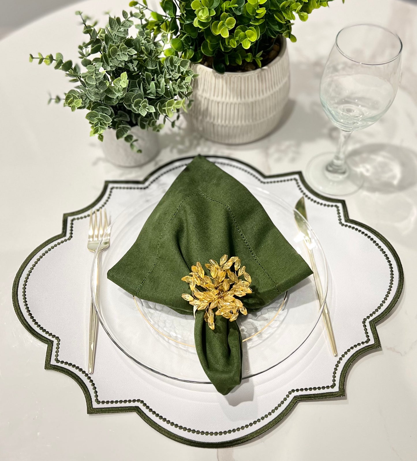 Green and White Placemat