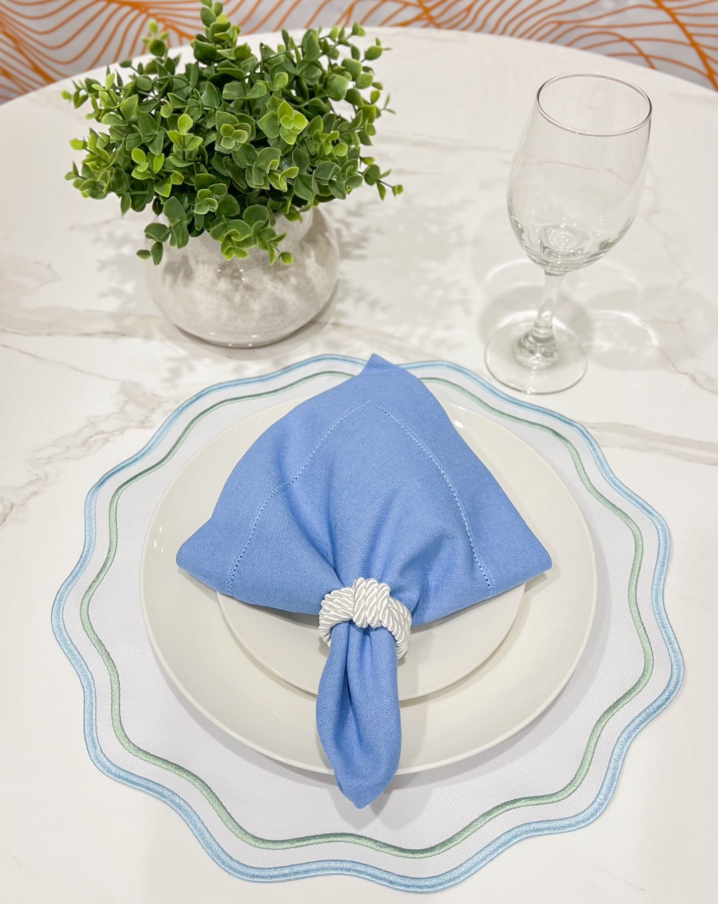 Blue-Green and White Placemat