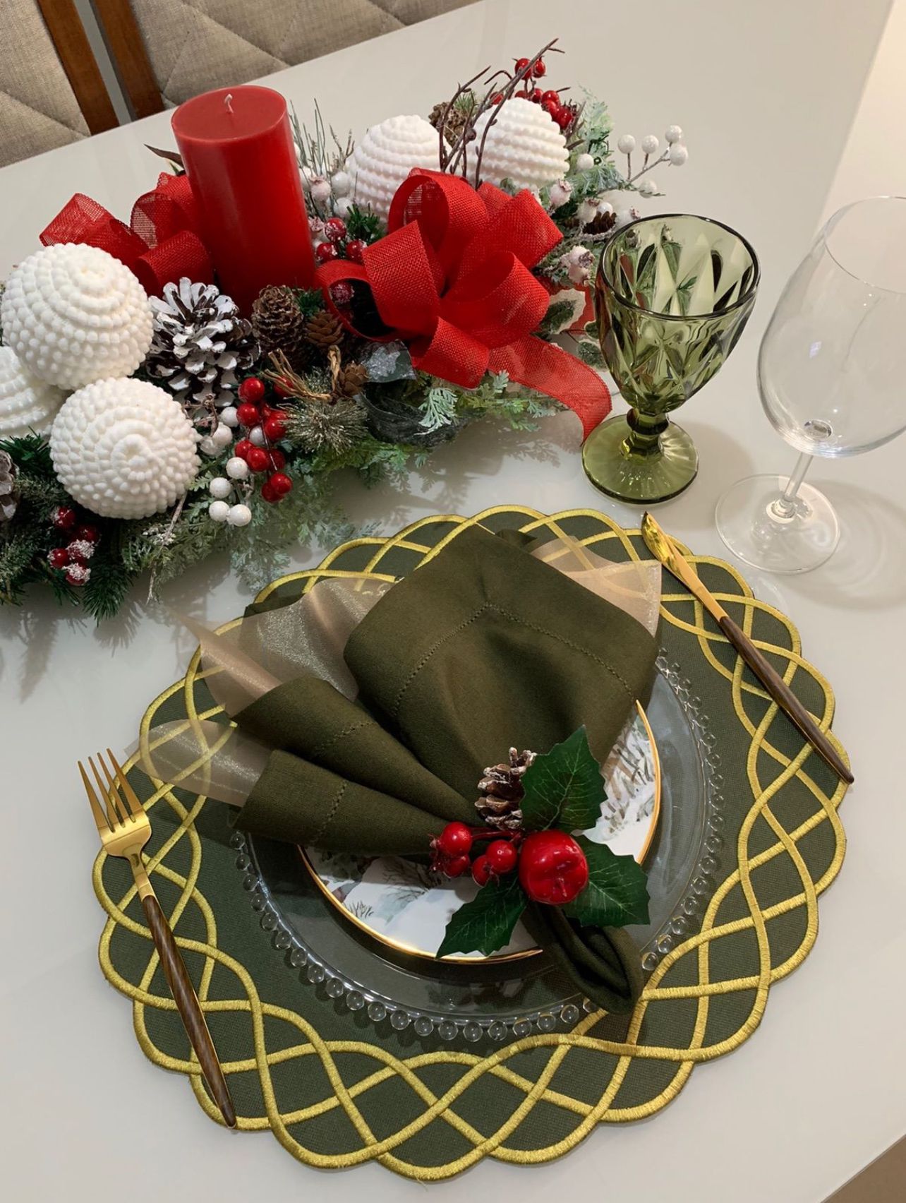 Double side Green and Beige Placemat