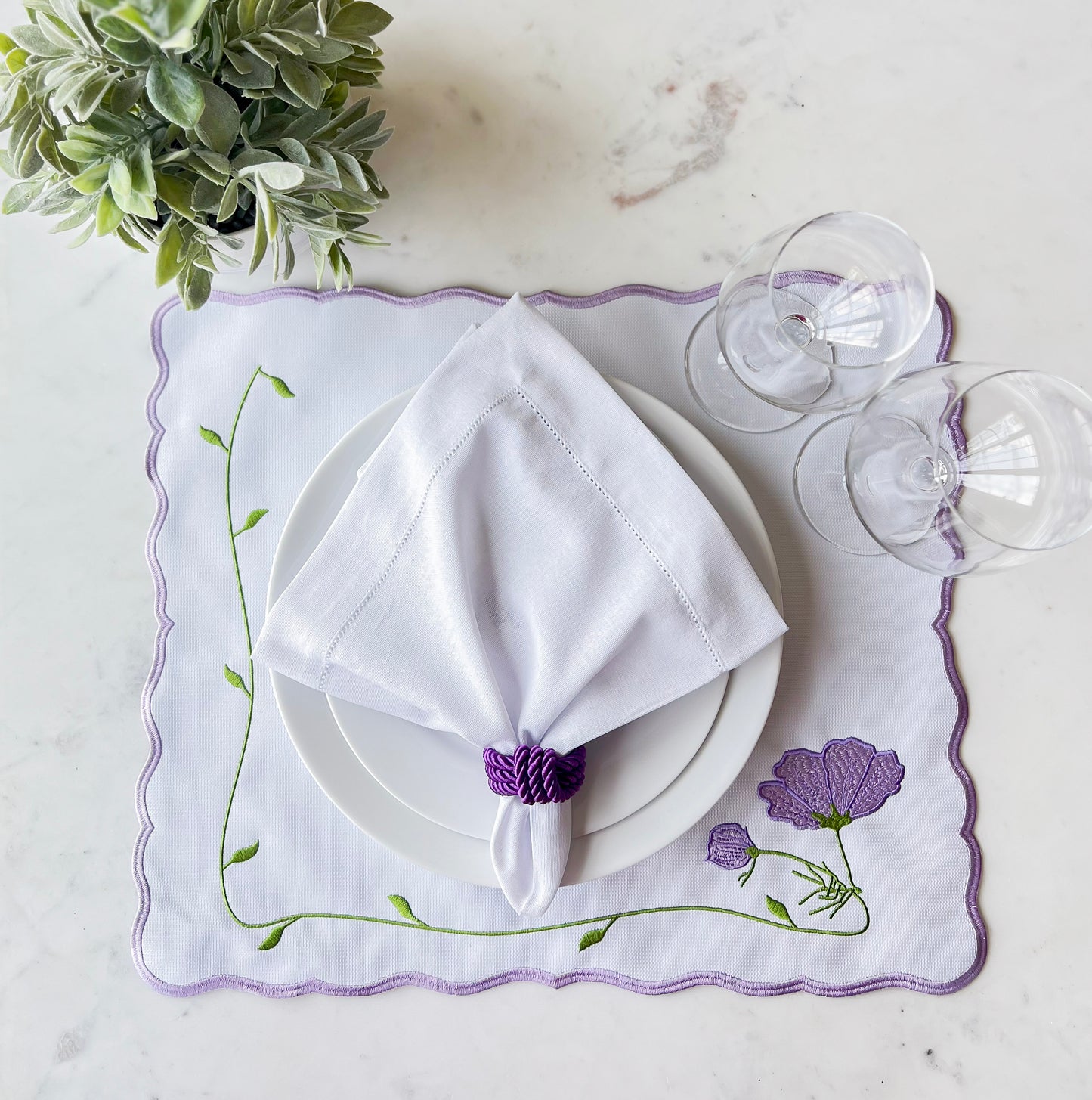 Double Side White and Purple Placemat