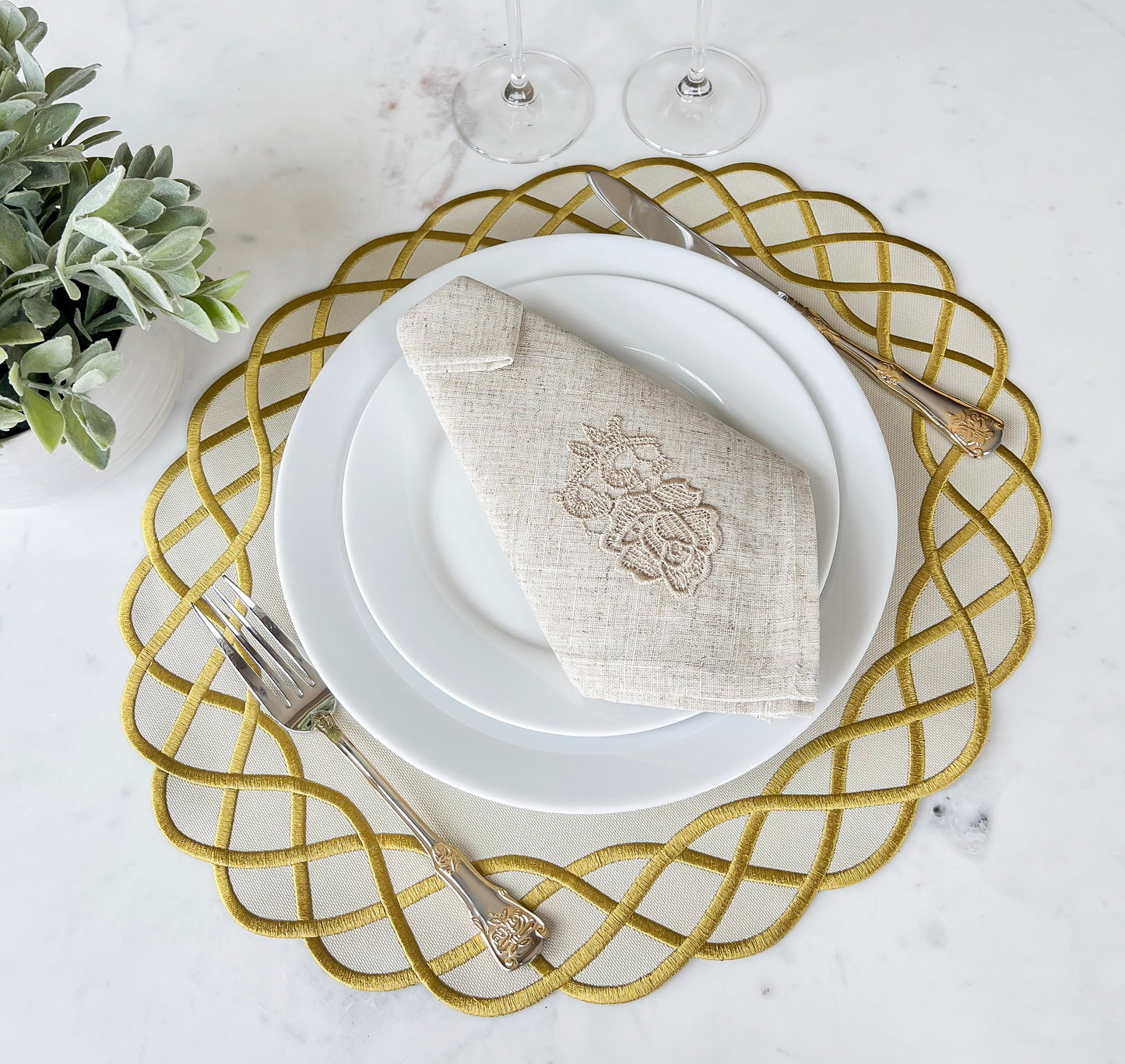 Double side Green and Beige Placemat