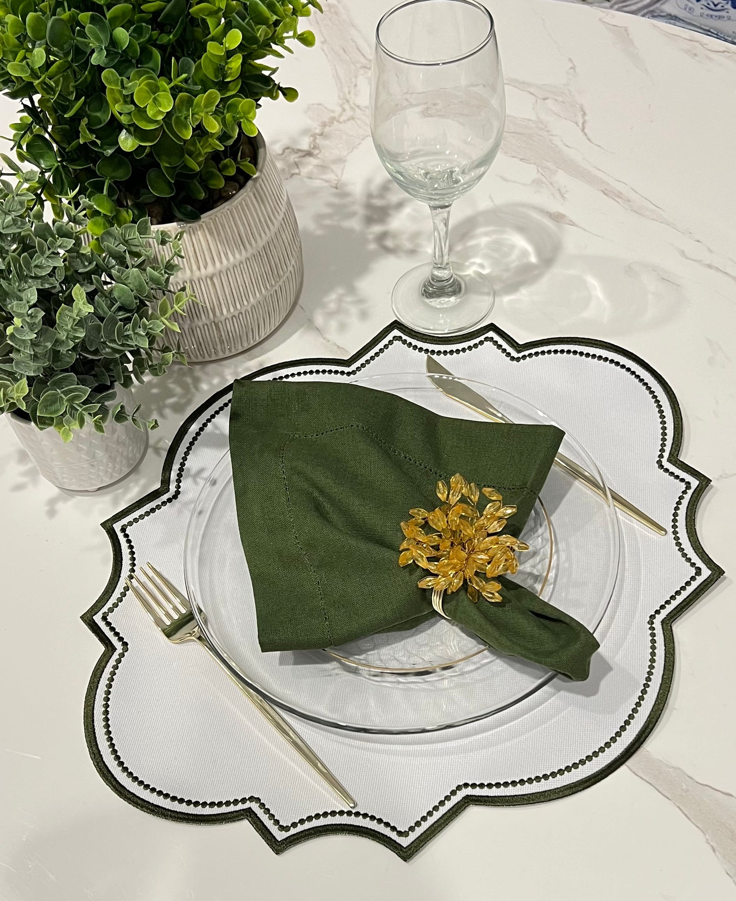Green and White Placemat