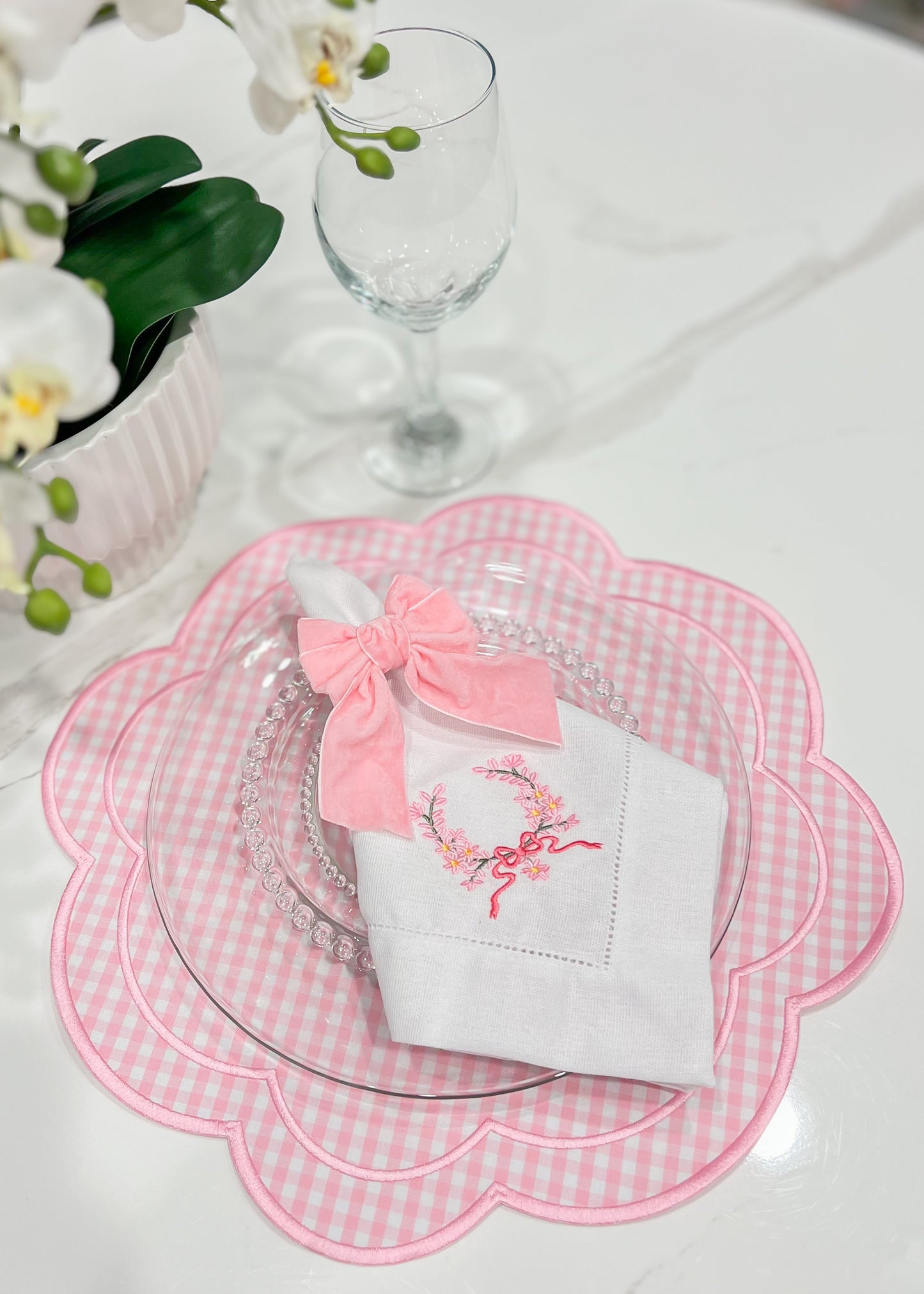 Double side White and pink Placemat