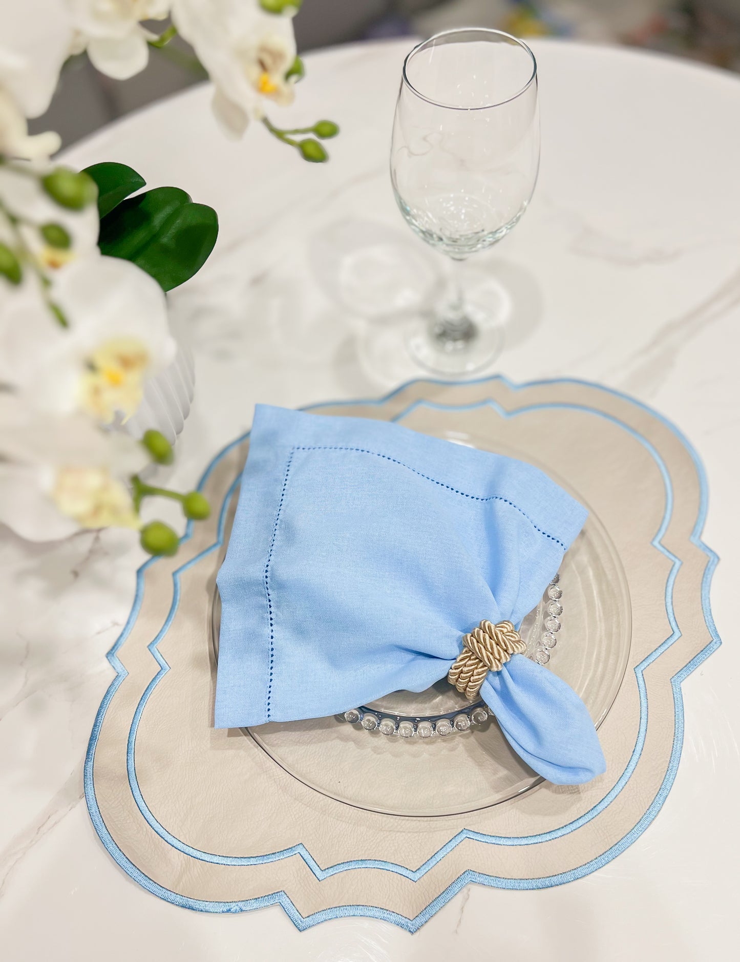 Double side Beige and Blue Placemat
